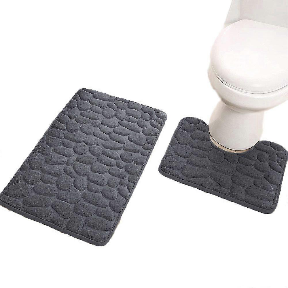 Pebble head pattern floor mat-dark grey-50x80+40x50cmU-shape combination (18D sponge)