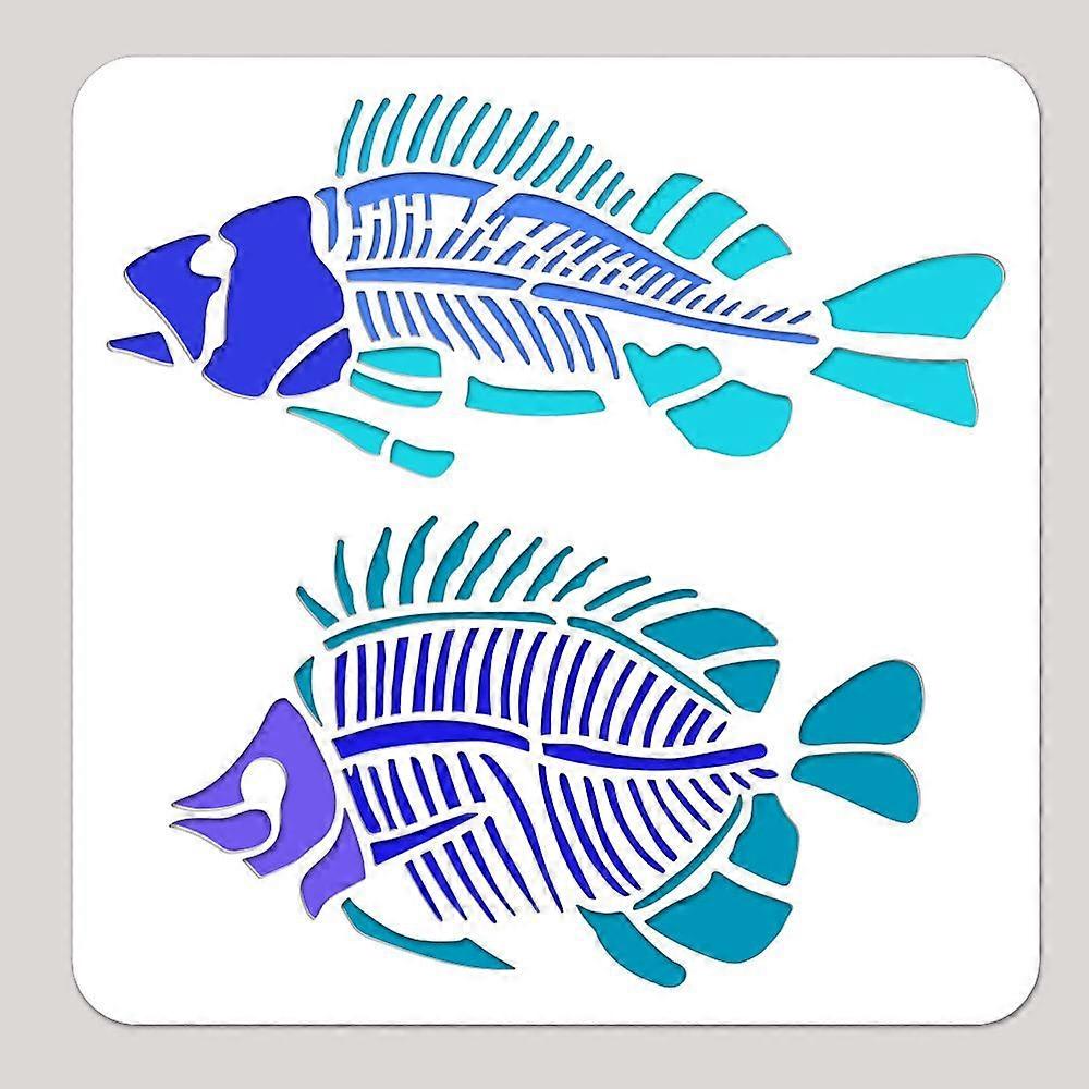 DIYスクラップブックフォトアルバム魚300x300mmのための1Sheet PET中空描画絵画ステンシル