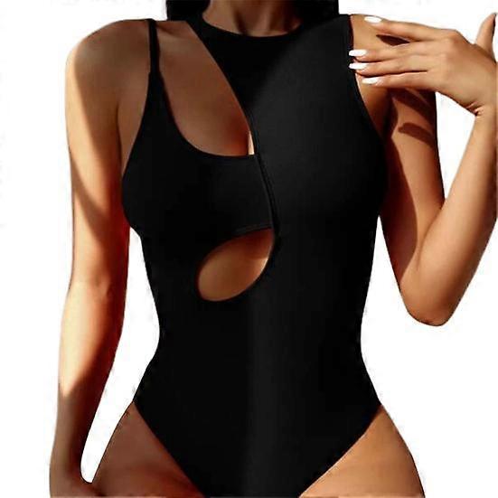 Irregular Hollow Design Girls Monokini Multi-line Padded Single Shoulder Strap One Piece