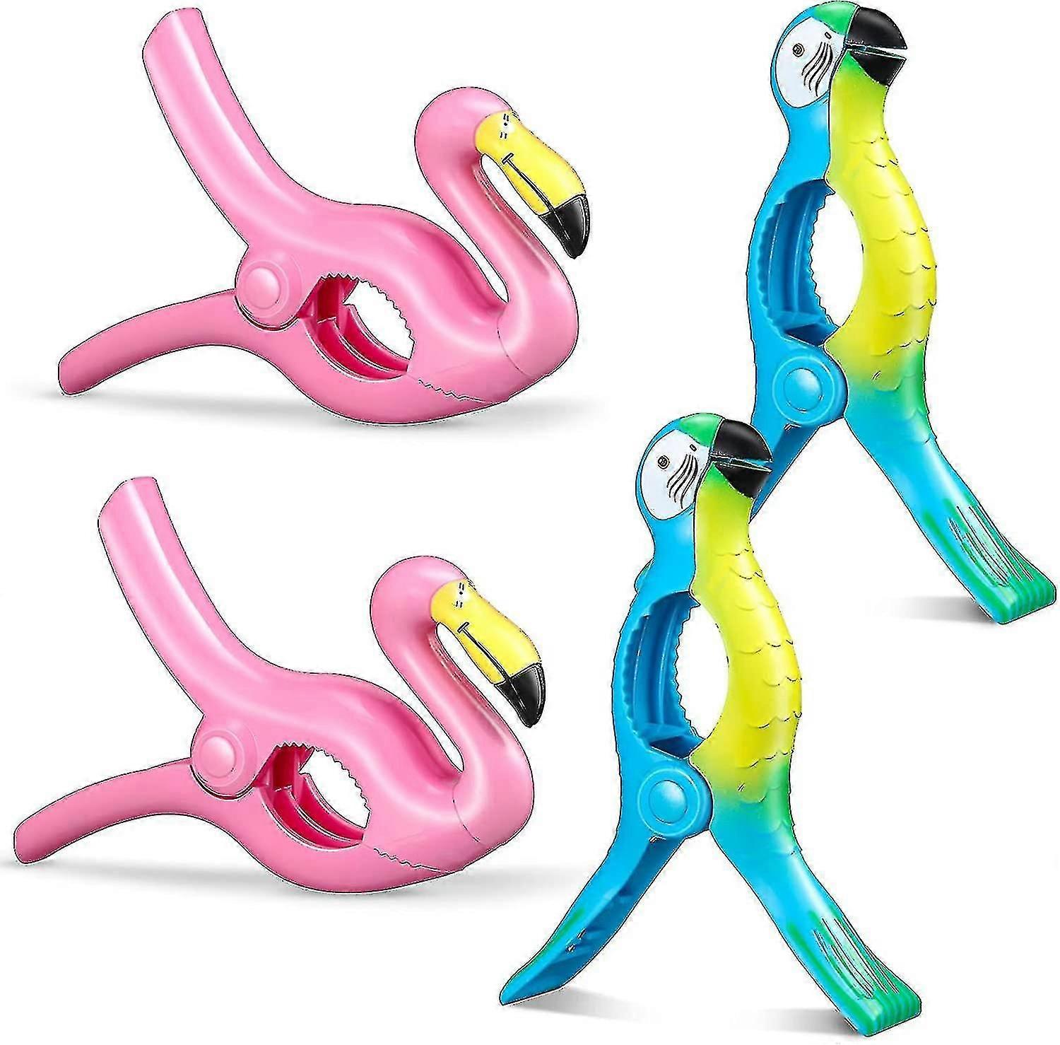 4 قطع فلامنغو منشفة الشاطئ المشبك كرسي الشاطئ الببغاء حمام منشفة الملابس كليب الأظافر منشفة الشاطئ المشبك مشرق الملك الحجم مناسبة للفناء وعطلة بو