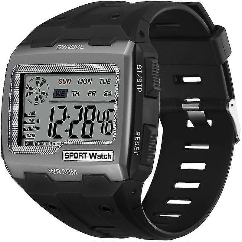 Square Screen Sports Electronic Watch Men's Luminous Waterproof Multi-Function Watch Thermometer
