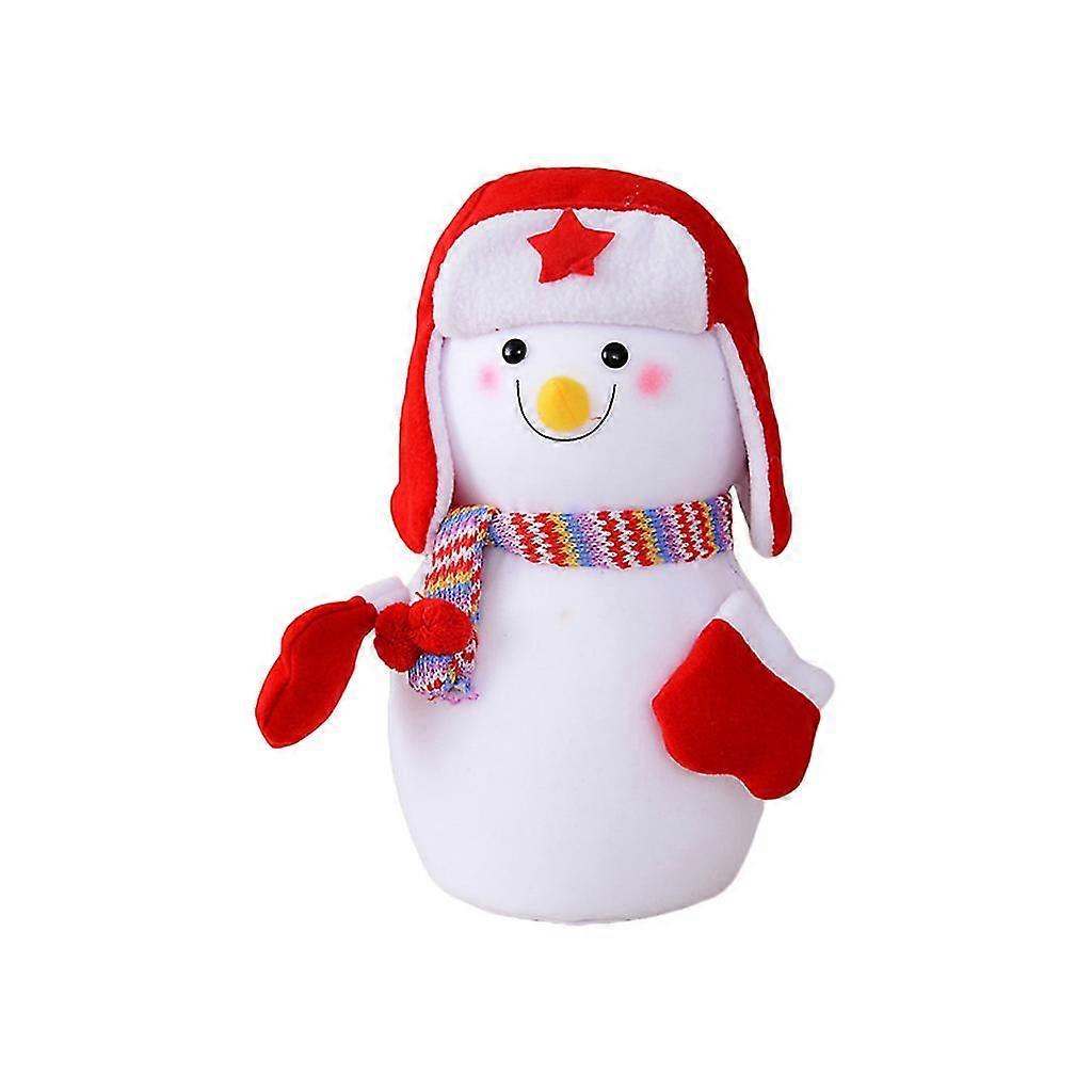 Christmas Snowman For Doll With Hat Scarf Stuffed Plush Toy Standing Figurines D