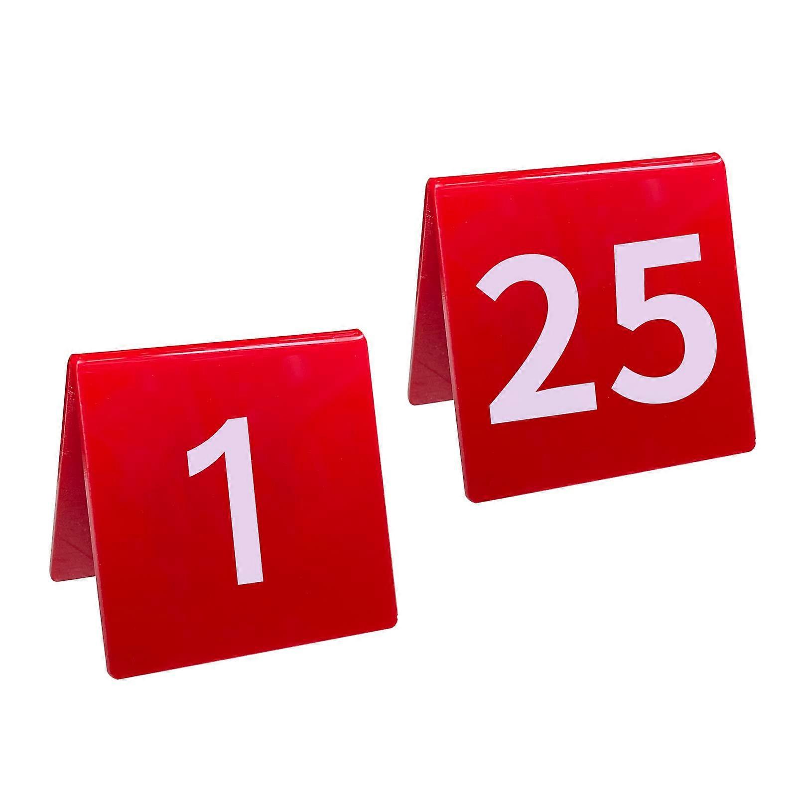 Table Number Cards Set 1-25 Red Acrylic for Wedding Reception Decor, Durable, Elegant Design, 4x6 Inches