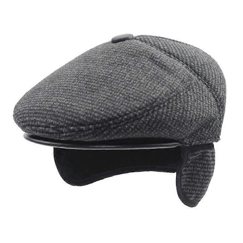 Mænd Midaldrende Solid Hat Efterår og Vinter Hatte Varme Høreværn Senior Hat