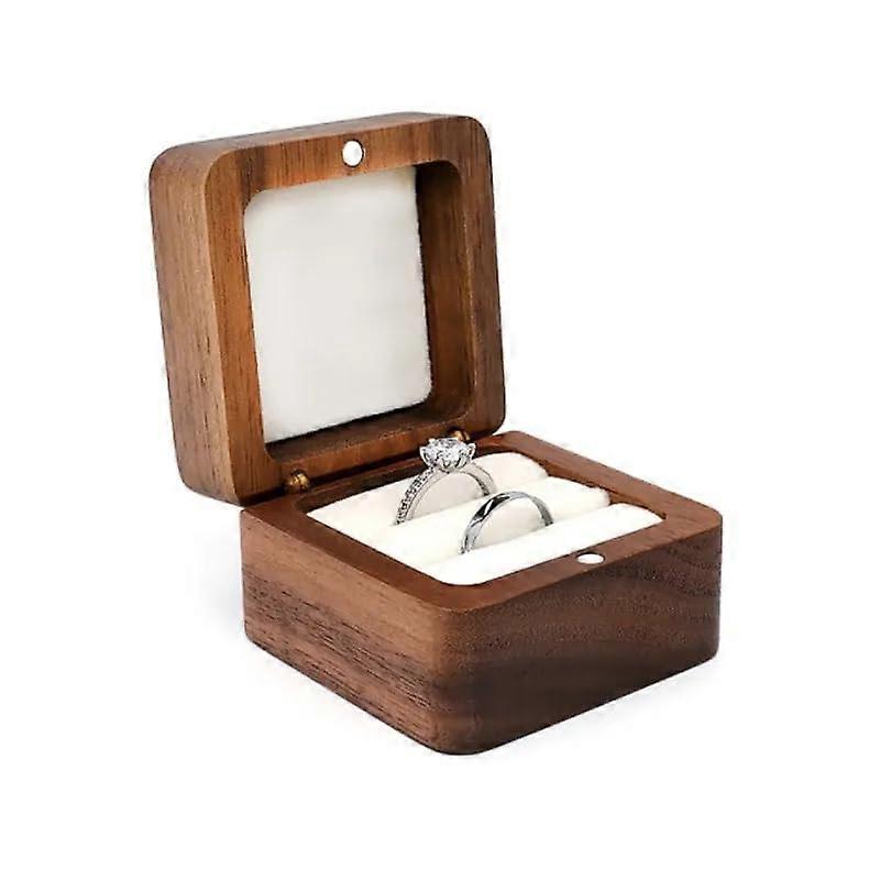 Wedding ceremony wooden ring pillow holder - small solid wood double slot