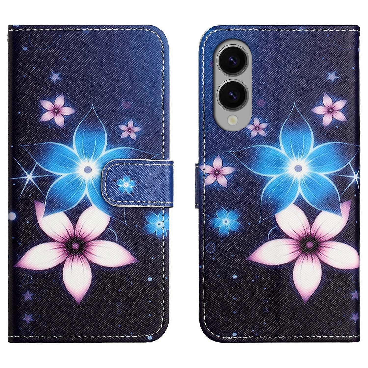 AS For Samsung Galaxy S25 Edge Case Pattern Print PU Leather Wallet Phone Cover Cross Texture - Blue