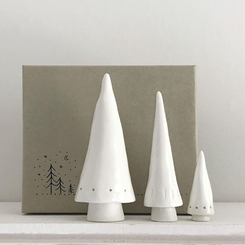 East of India Set of 3 Porcelain Conical Christmas Tree