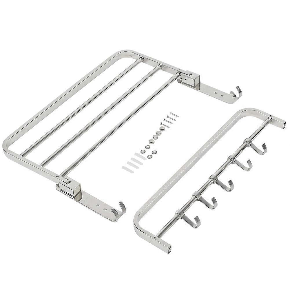 Stainless Steel Bathroom Hanging Rack Foldable Wall Mounted Double Towel Holder Rust Resistant