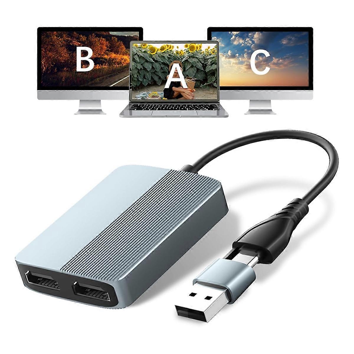 Multiple Screen Adapter USB 3.0 to Dual -Compatible Adapter for 2 Monitor,1080p Dual Monitor ...