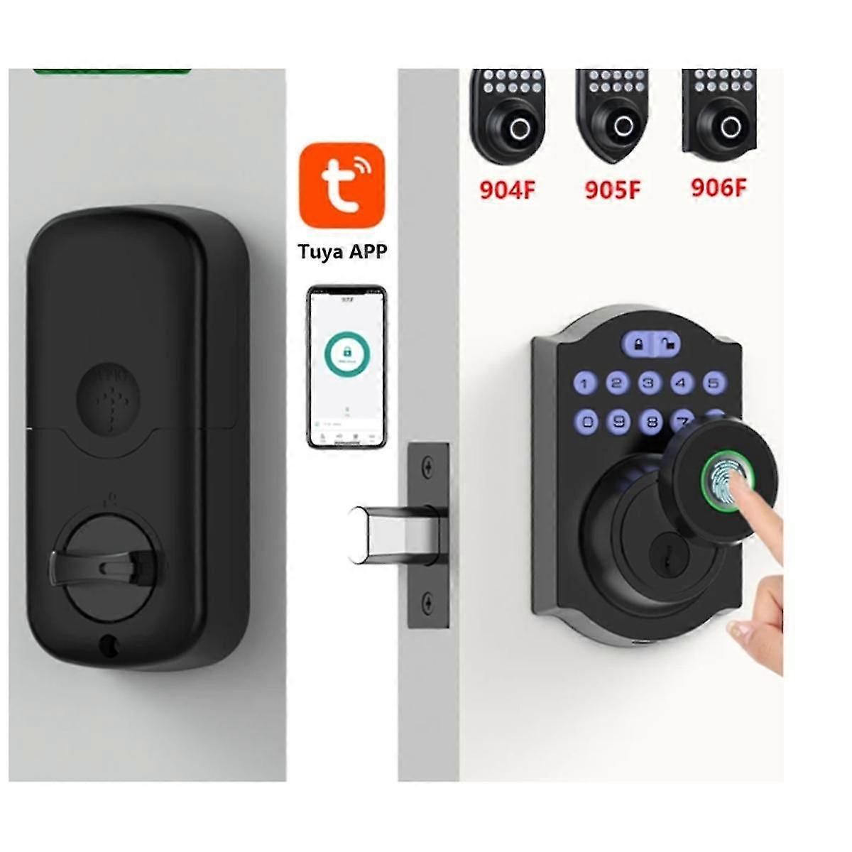 Tuya BLE Fingerprint Deadbolt Lock Smart Digital Lock APP Auto Lock Delay with Latch Password/Key/A