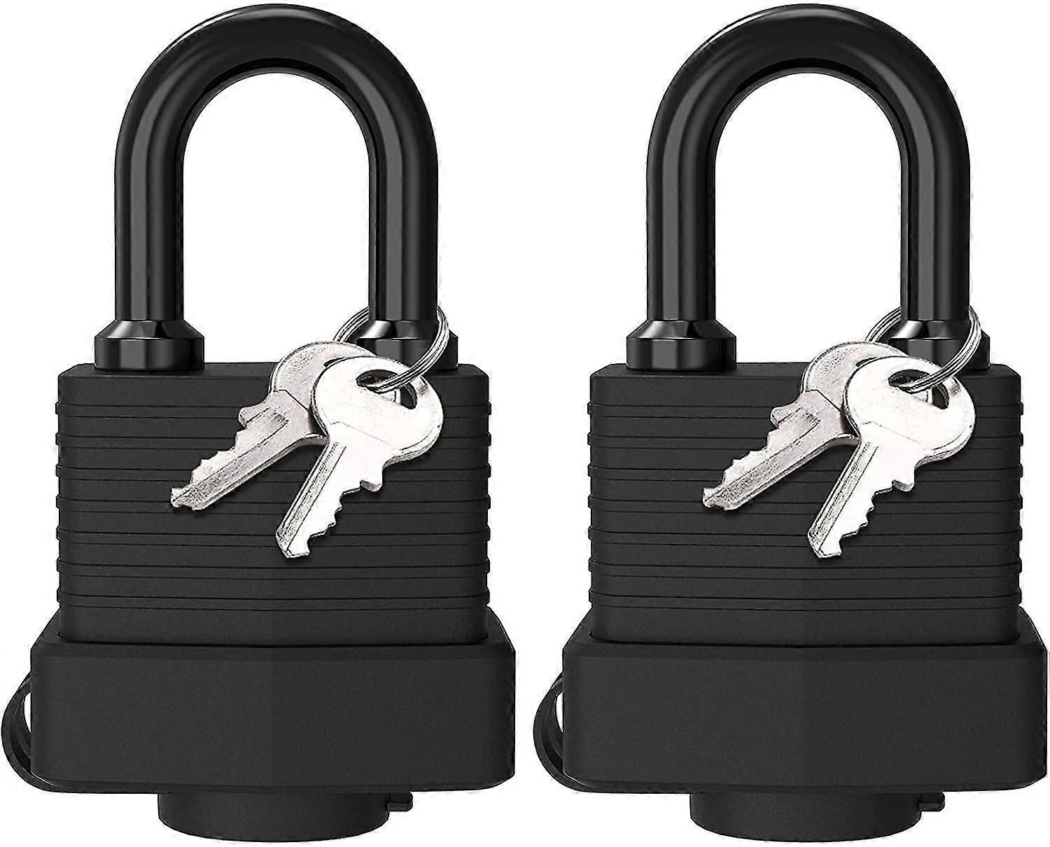 Padlock With Key, [2 Pack] [4 Keys] Padlock Waterproof Lock Key Padlocks 40mm