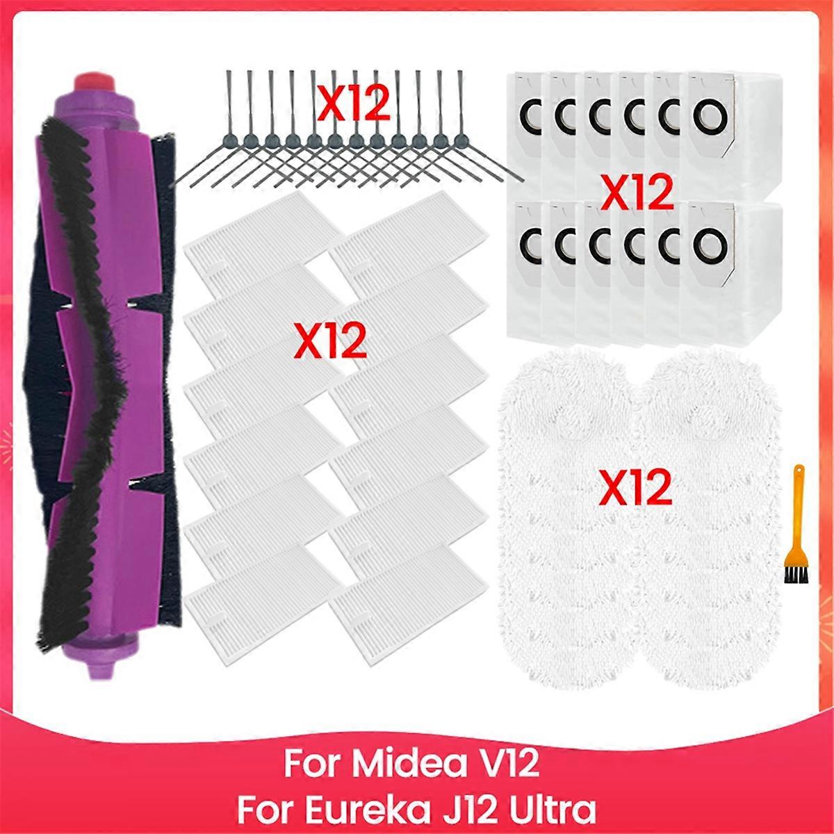 50PCS Main Brush Dust Bag Filter and Mop Cloth Set for V12 / J12 Ultra Vacuum Cleaner Replacement Parts