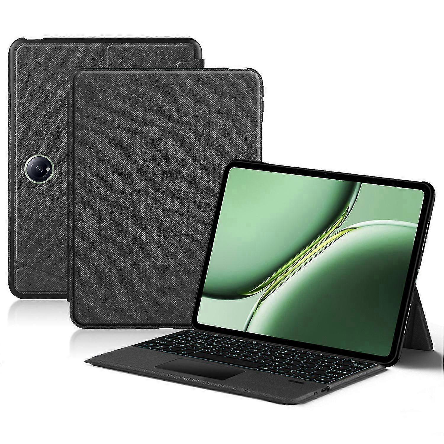 For OnePlus Pad Go Leather Case+Bluetooth Keyboard with Backlight Trackpad