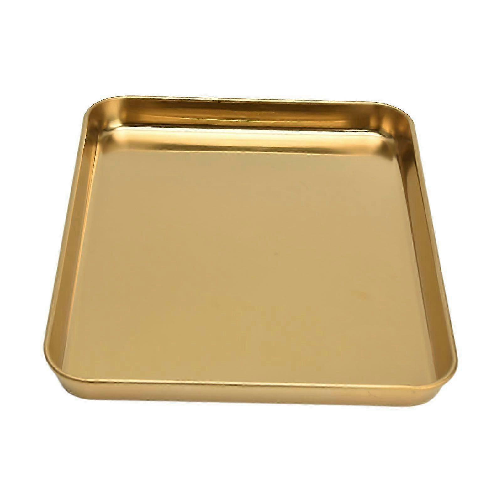 Stainless Steel Rectangular Tray Flat Bottom Plate Restaurant Home Golden Flat Bottom Tray