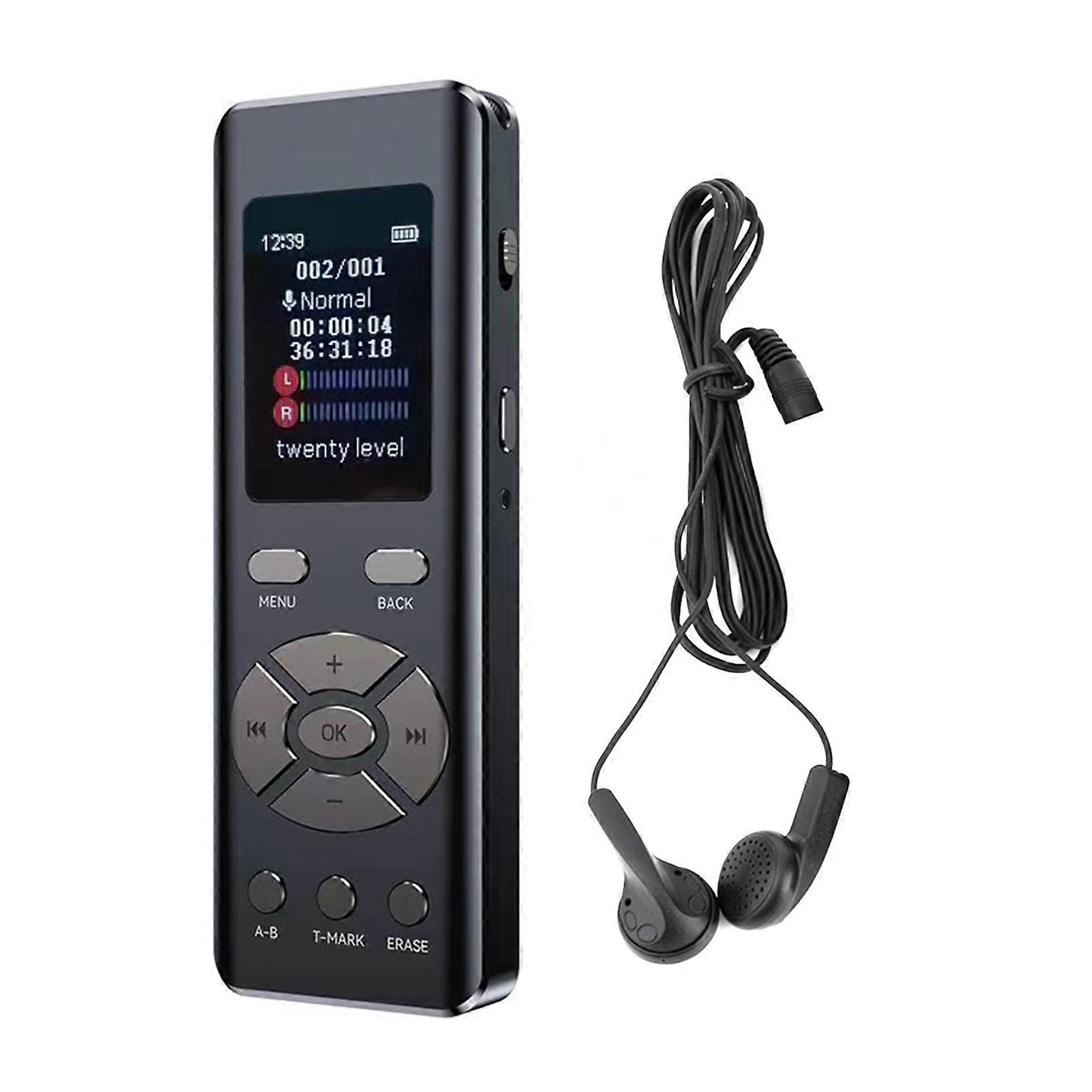 Intelligent Noise Reduction Voice Recorder with Microphone High-fidelity A-B Loop Playback MP3 2-Channel Type-C USB2.0 Stereo Recording Digital Audio