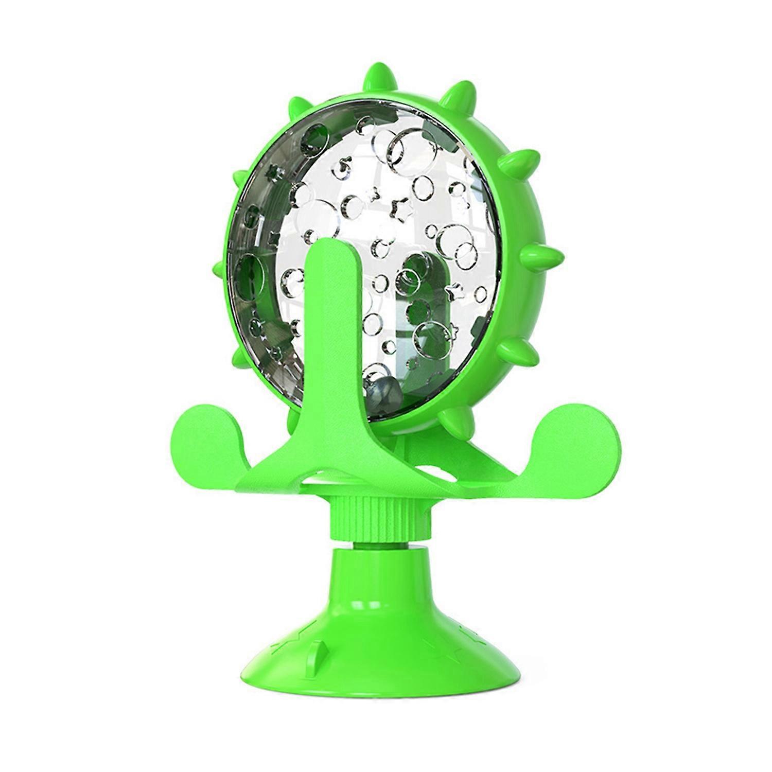 Interactive Cat Treat Dispenser Toy 360-Degree Rotating Windmill Cat Slow Feeder with Suction Cup