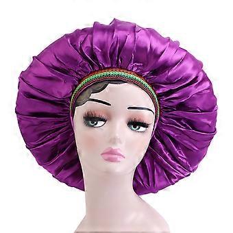 Solid Color Satin Sleeping Cap Ethnic Style Night Hat Hair Care Turban Chemo Hat for Washing Face Skin-caring Make-up  Burgundy