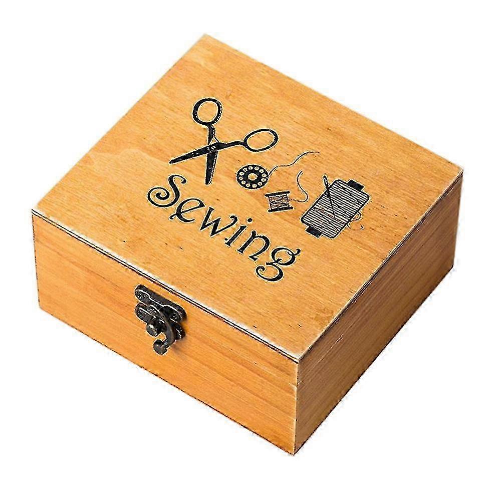 Sewing Accessories Kit: Wooden Workbox for Mending