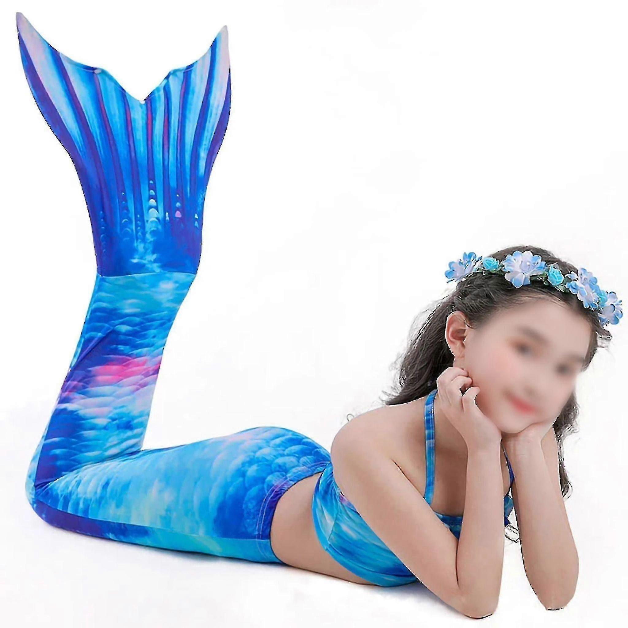 3st / Set Mdchen Badebekleidung Bademode Meerjungfrau Schwanz Simbar Schwimmen,farbe:blau,gre:110
