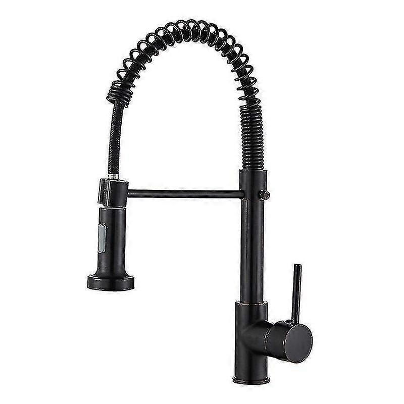 Matte black kitchen mixer tap with pull-out sprayer