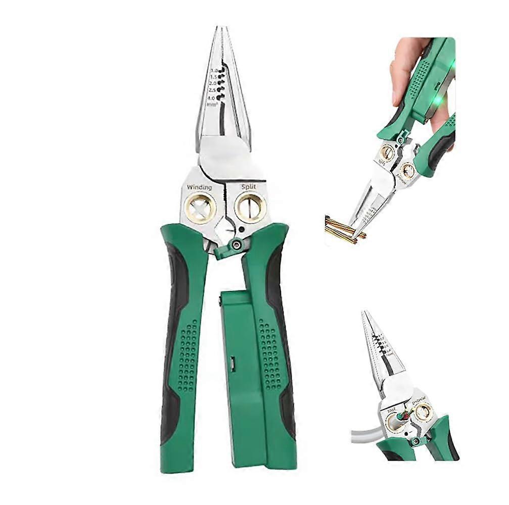 Wire Stripper 8-In-1 Electrician Multitool With Voltage Test, Twister Pliers For Cutting, Pulling Wires, Cable Scissors