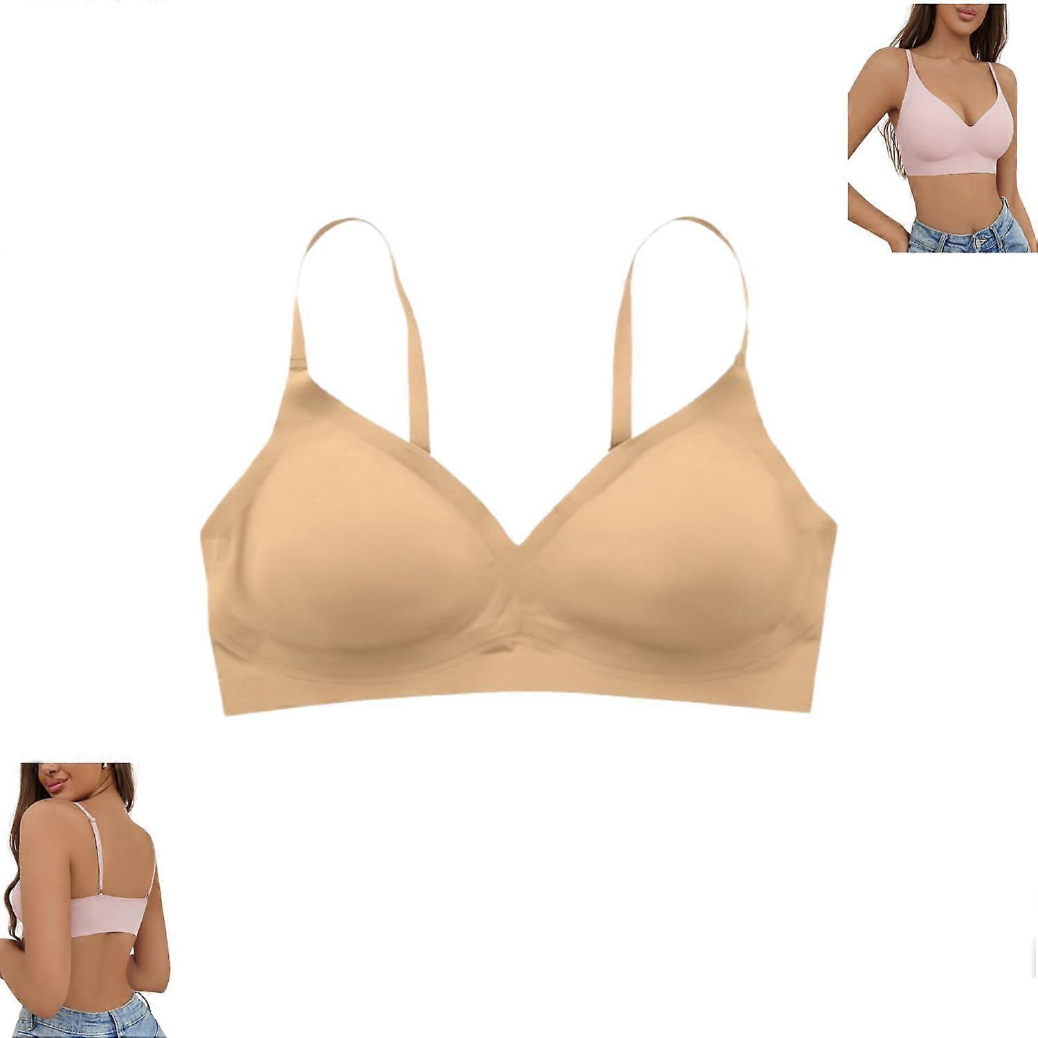 Womens Seamless Bra Full Coverage Wireless Push Up Bra for Women (Skin,Medium)