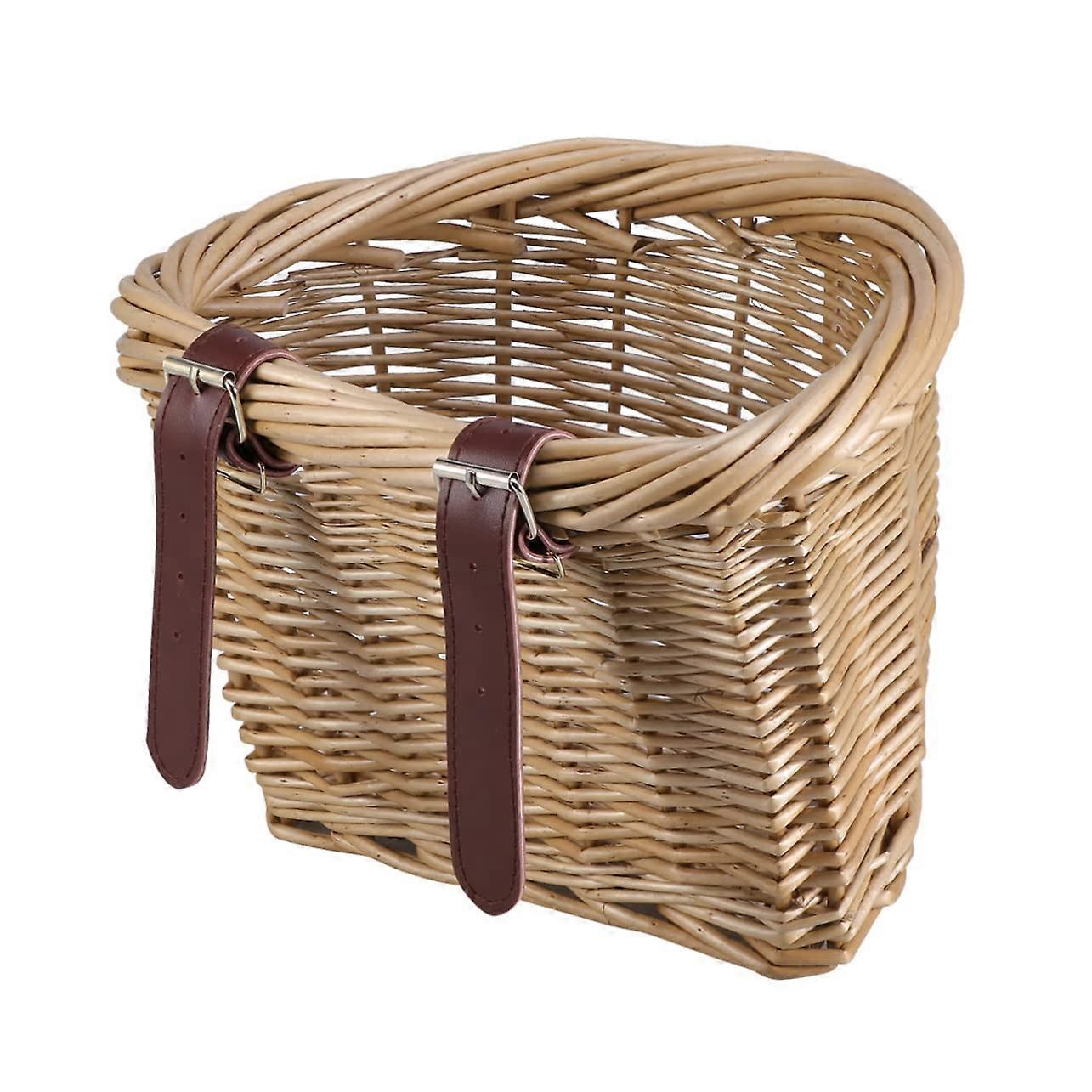 Detachable Rattan Bicycle Handlebar Basket for Easy Tool Attachment Natural Material Storage for Bike Adventures