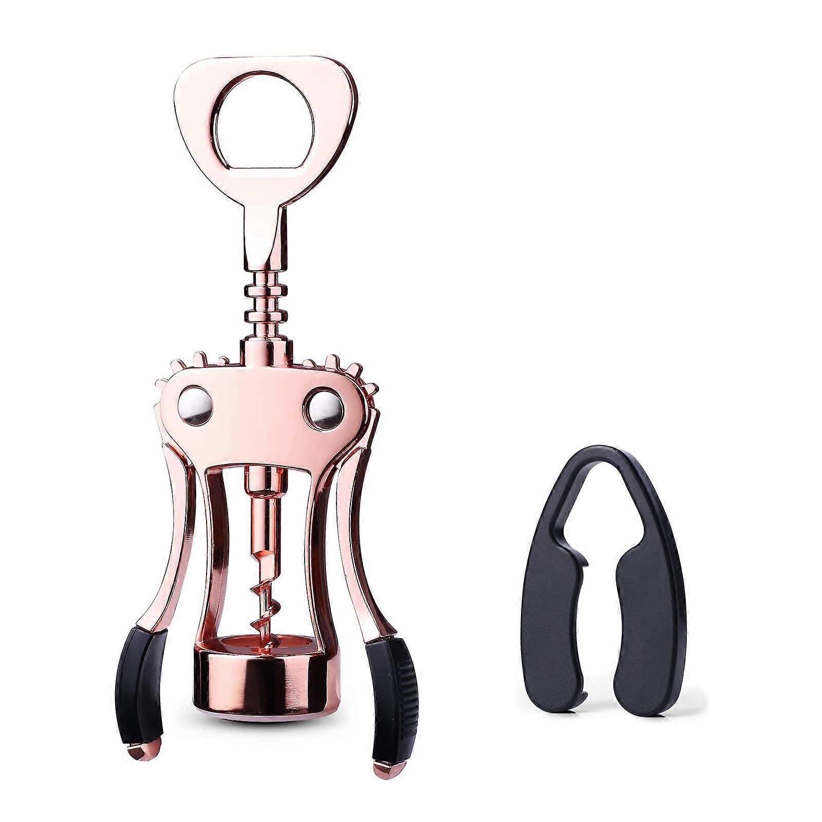 Wine Opener Zinc Alloy Wing Corkscrew with Multifunctional Bottle Opener, Durable and Stylish Design for All Wine Bottles