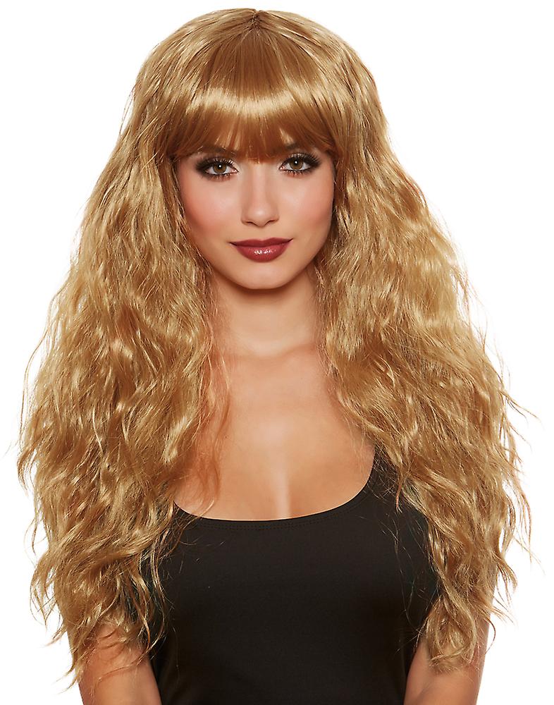 Long Relaxed Beach Wave Wig With Bangs - Adult