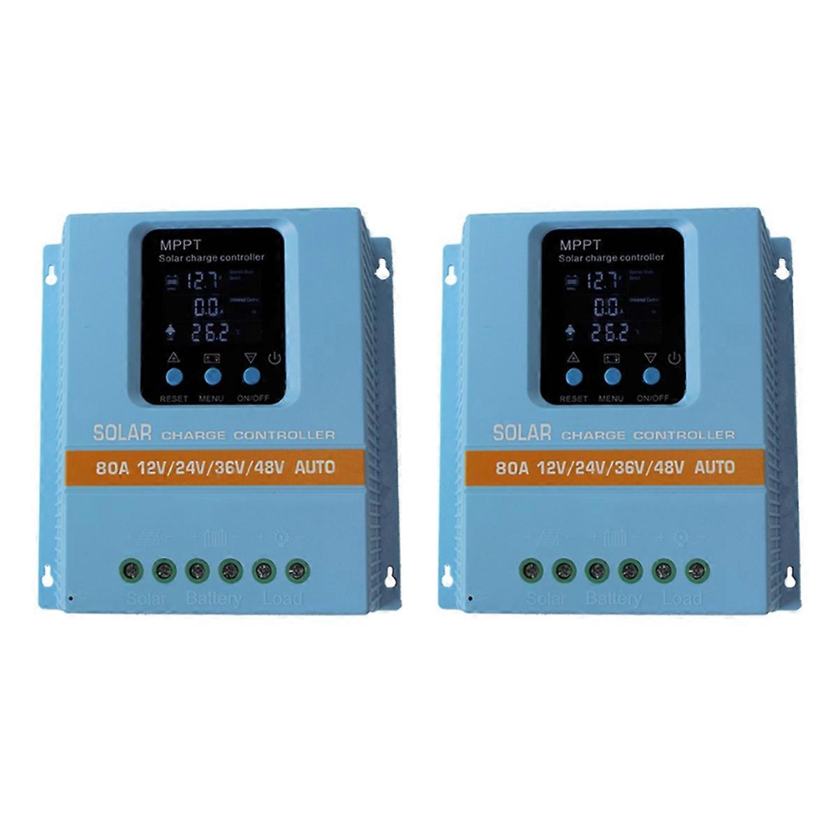 2PCS MPPT Solar Charger Controller 100A 80A 12V-48V Auto Dual
