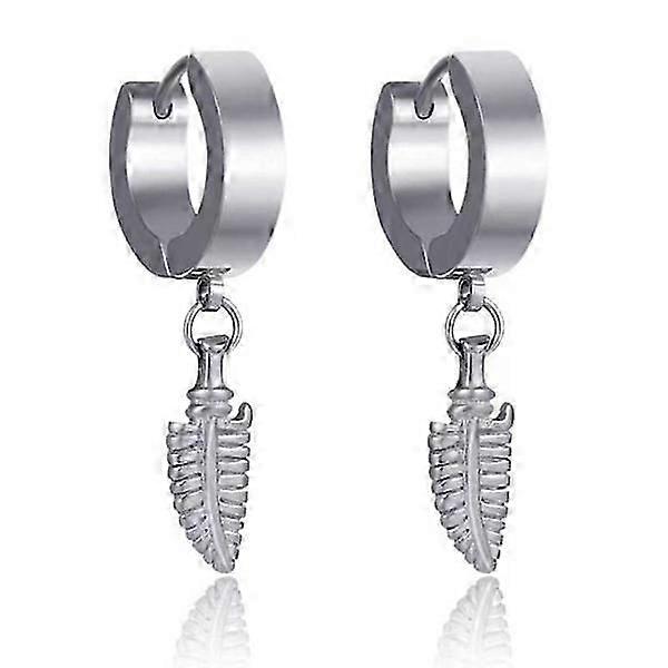 2-pack Piercing Earring With Hanging Feather Silver Silver