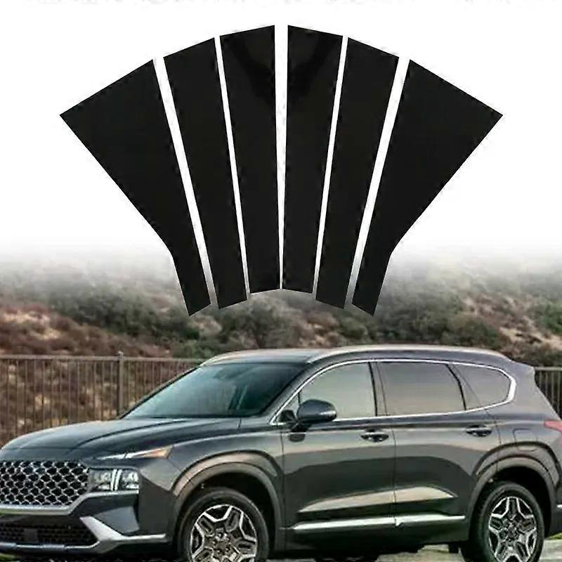 Hyundai Santa Fe 2019 2020 2022 2022 2023 için uygun Parlak Piyano Siyah Sütun Direkleri Kapı Yan Cam Trim Kapağı Aksesuarları