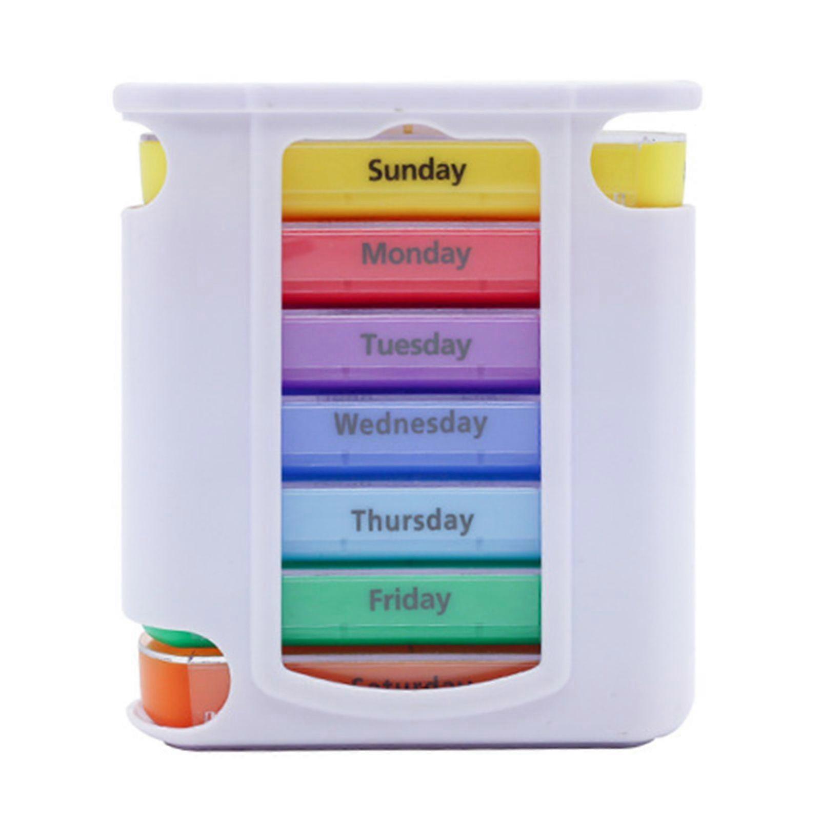 7 Day Pillbox Organiser with Reminder Large Capacity Dustproof Travel Medicine Case for Vitamins and Small Items