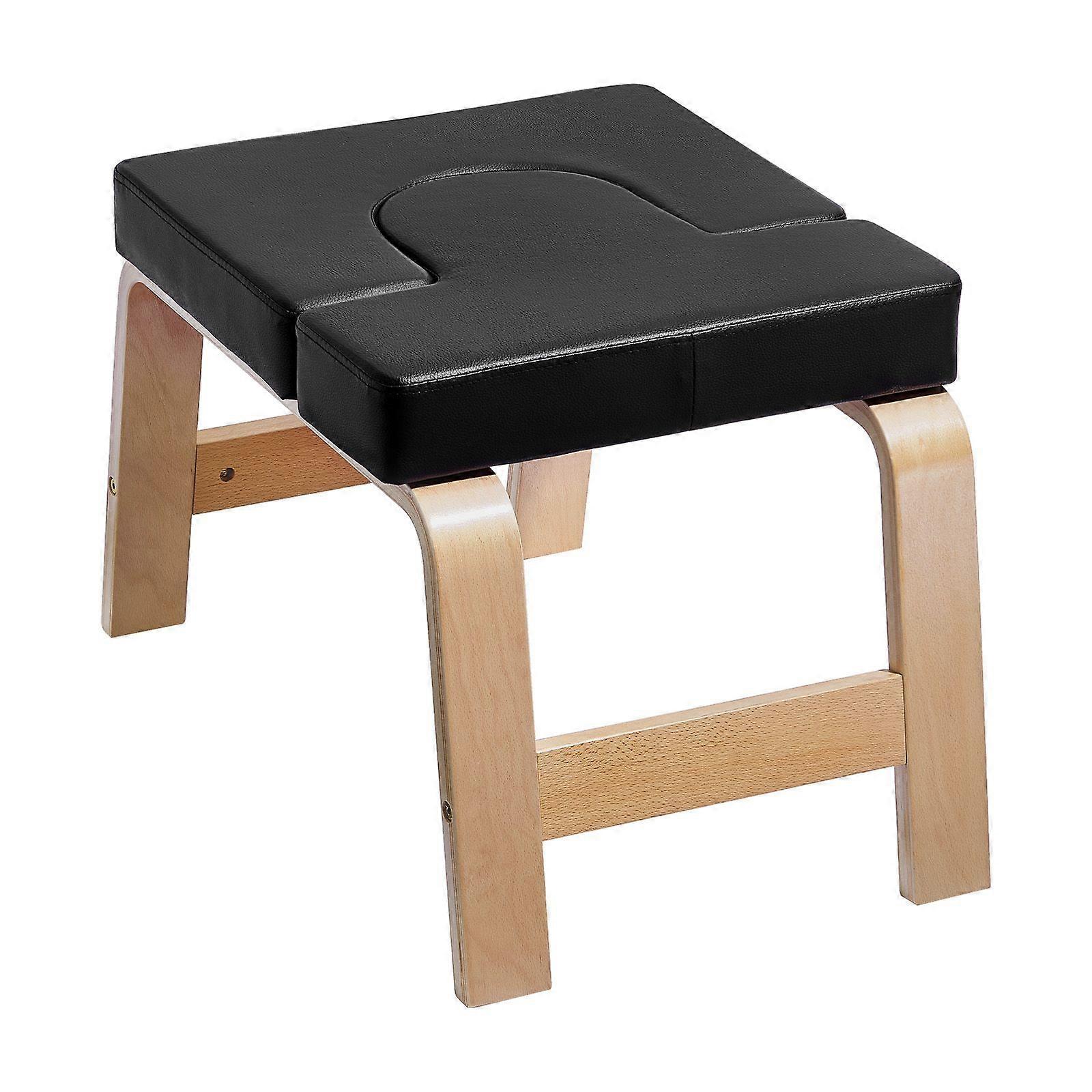 Yoga Headstand Bench, χωρητικότητας 300 lbs, Headstand Trainer με Ξύλινο Σκελετό &; PU Pad, για Προπόνηση Ισορροπίας Δύναμης, Ανακούφιση από την Κούραση, Μαύρο