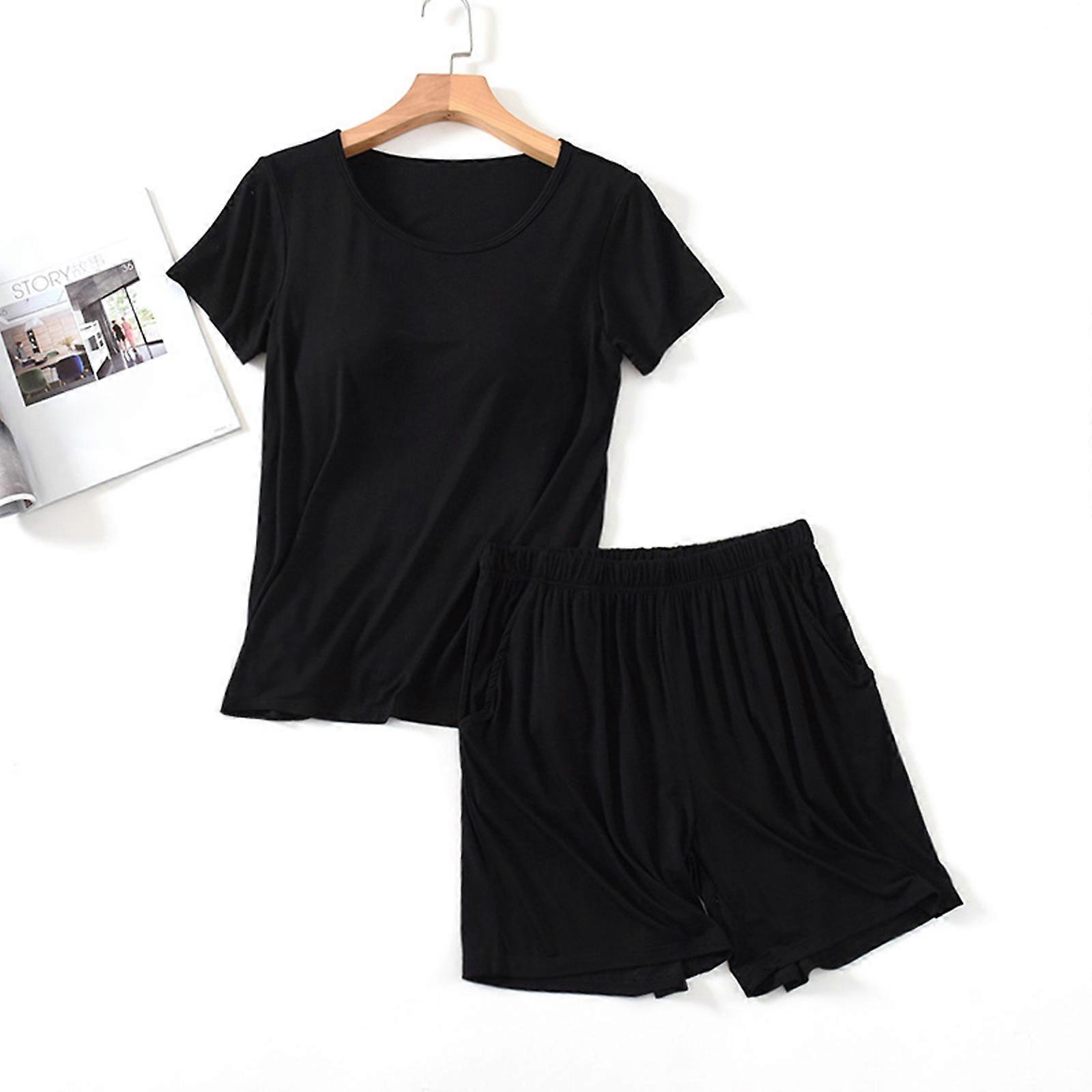 Summer Women's Solid color Comfortable Temperament Round neck Home wear set
