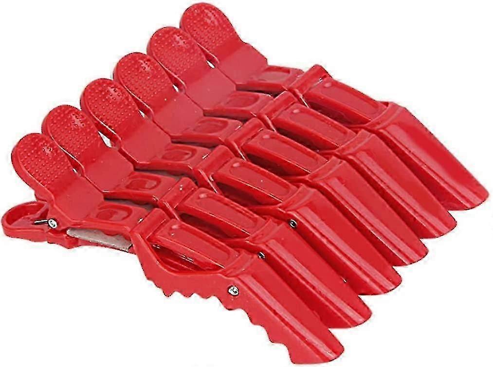 クロコダイルヘアクリップ理髪スタイリングセクショニングクランプヘアピン(20個、レッド)