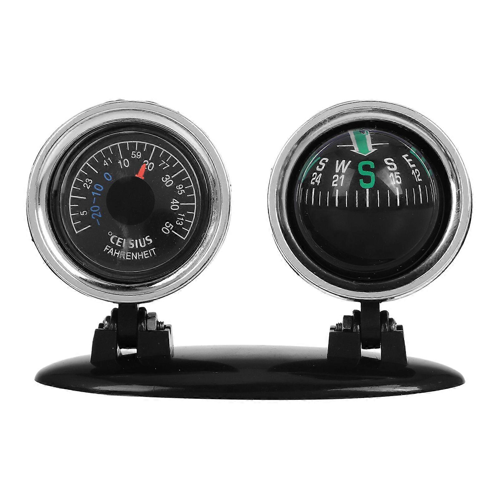 Adjustable Vehicle Mount Dashboard Compass 2 In 1 Car Thermometer Compass Navigation Direction Guide Ball For Marine Boat Car Truck