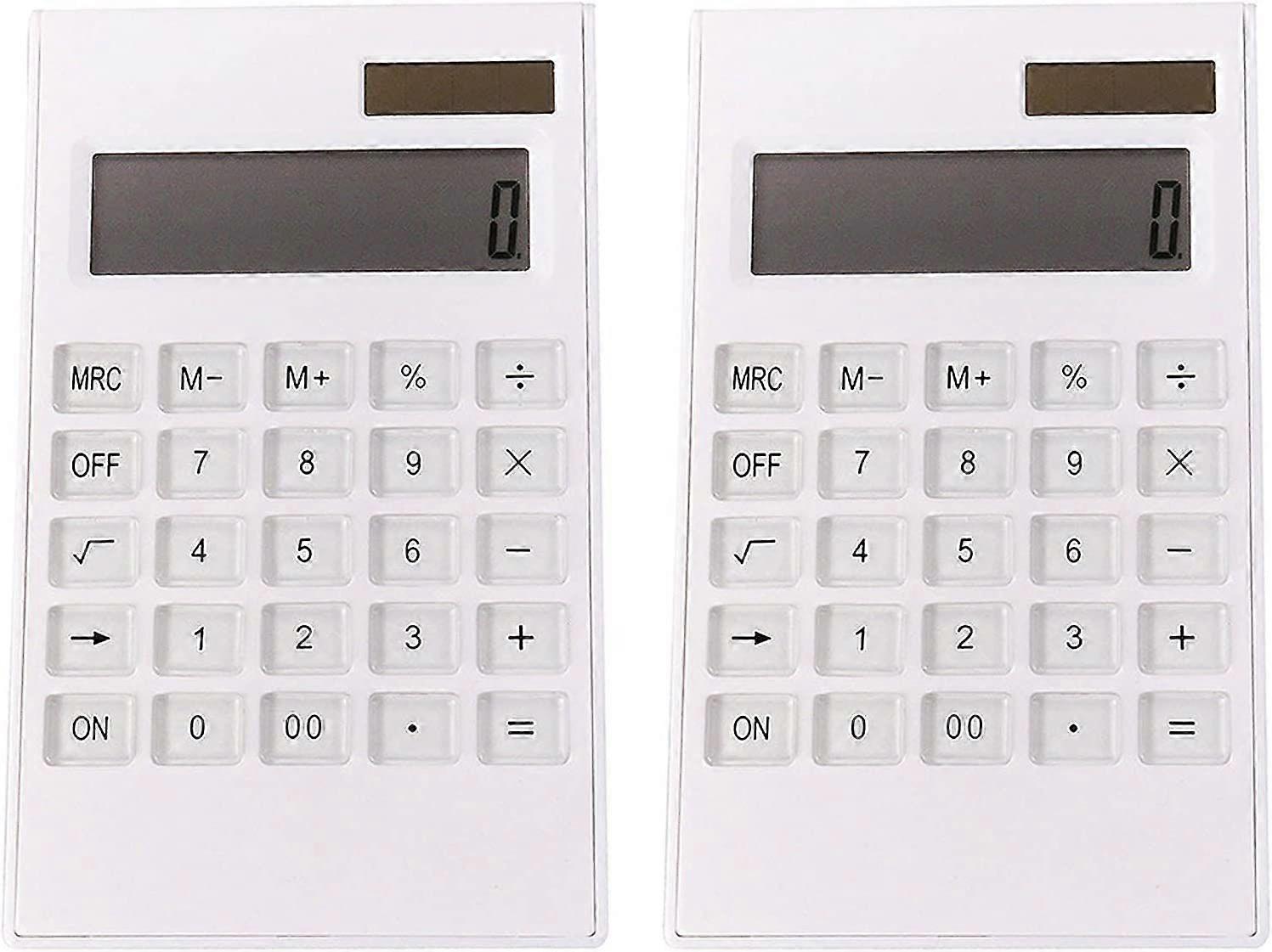 Calculators For Students Standard Function Desktop Calculator,White,12 Digit Dual Power Solar Calculator two-pack