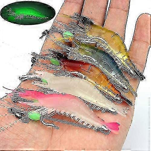 5pcs Weiche leuchtende Garnelen Köder Set, 5 Farben Garnelen Köder Garnelen Köder Fishi