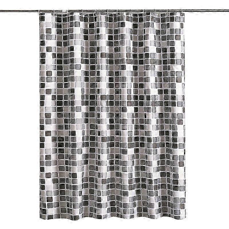 12フック付きカビ防止防水シャワーカーテン - 速乾性ウォッシャブル(モザイク)