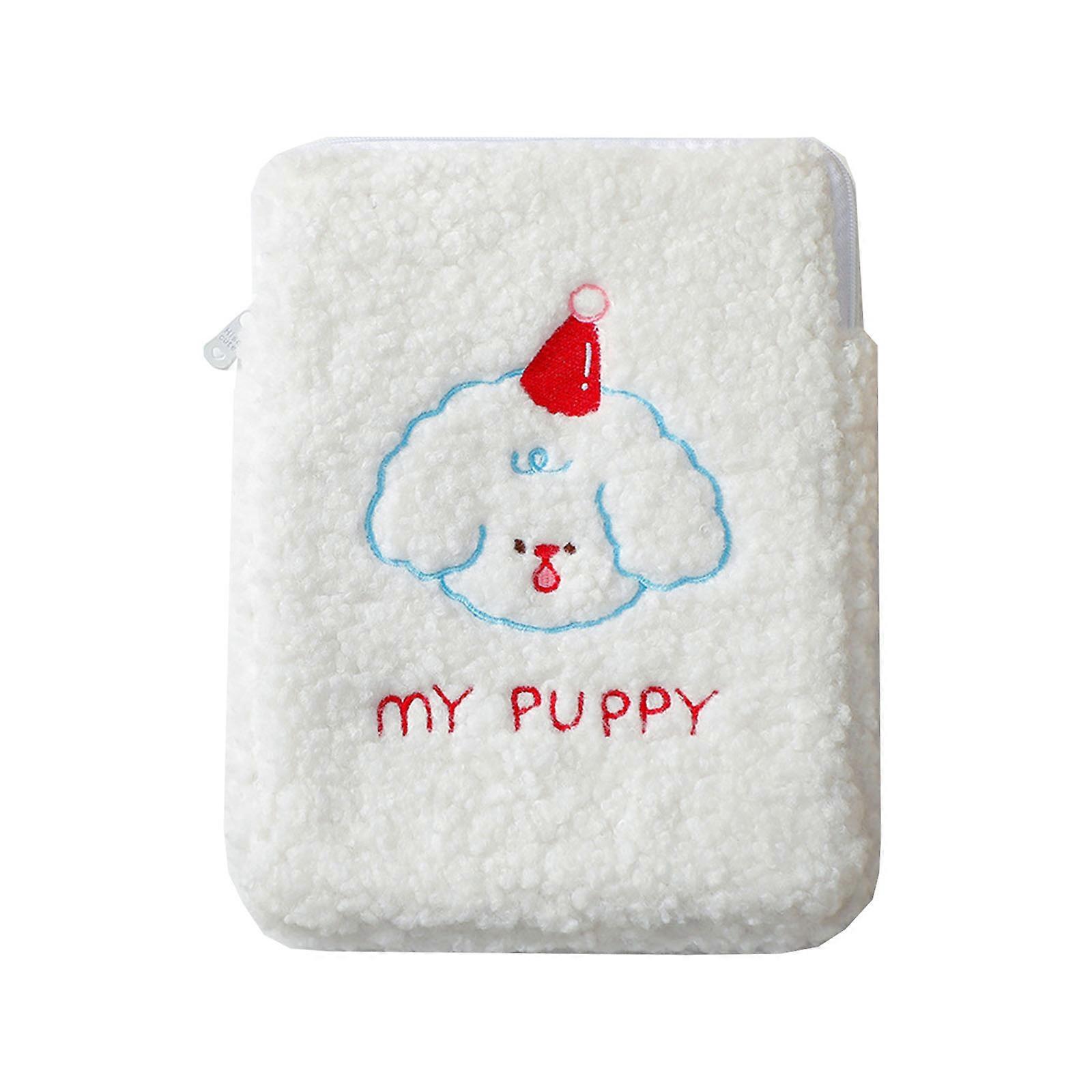 bärbar tecknad broderi mönster bärbar fodral för väska väska påse lock för 11 i 10,5 tum 9,7 tum tablett vit