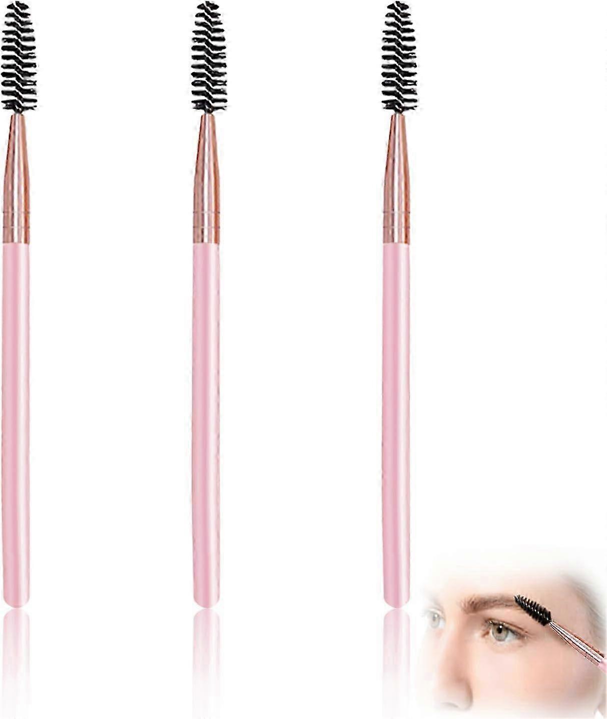 3 Pcs Eyelash & Eyebrow Brush Set, Portable Lash Comb for Extensions & Lifting - Rose