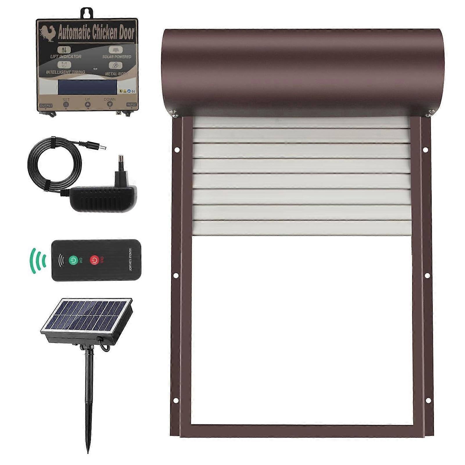 Automatic Chicken Coop Door with Solar Powered Battery Operated LCD Display Automatic Chicken Door with Timer and Light Sensor IP65 Water Resistant C