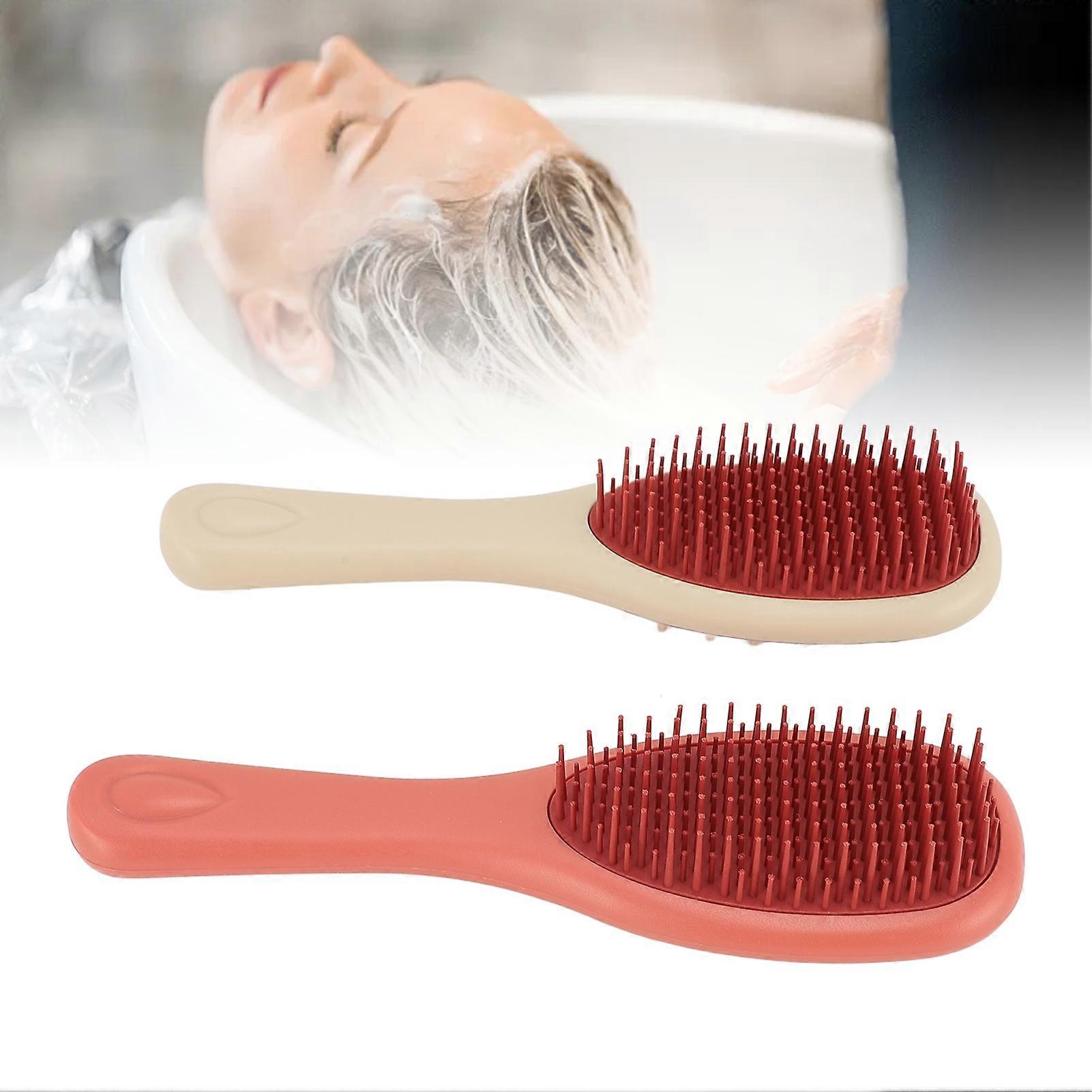 2pcs Double Side Shampoo Brush No Knots Dual Use Hair Washing Massager Comb for Daily Use Shower Red Yellow 