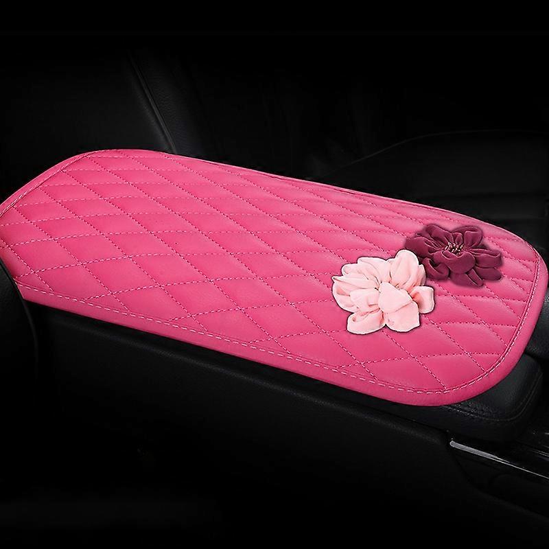 Rose Flower Decor PU Leather Car Armrest Pad Vehicle Armrest Box Decorative Mat