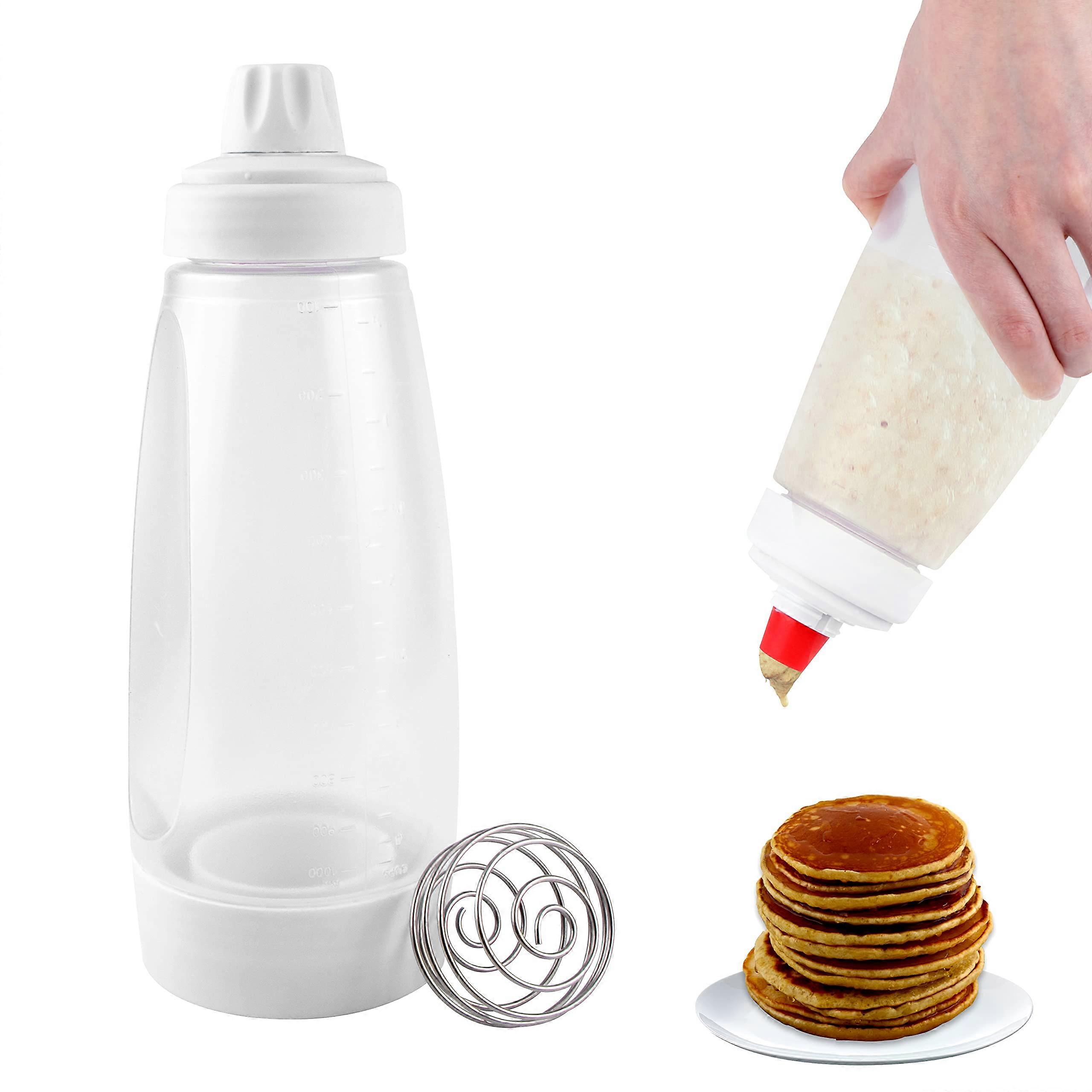 Dough Scoop, Pancakes, 1000 ml Dough Scoop with Scale and Mixing Ball, Hand Batter Dispenser for Pancakes, Muff, Crepes, Waffles