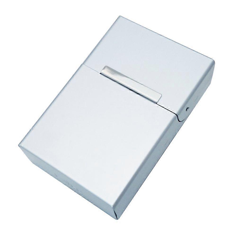 Automatic Clamshell Cigarette Case Large Capacity Magnetic Aluminum Cigarette Case (Silver)
