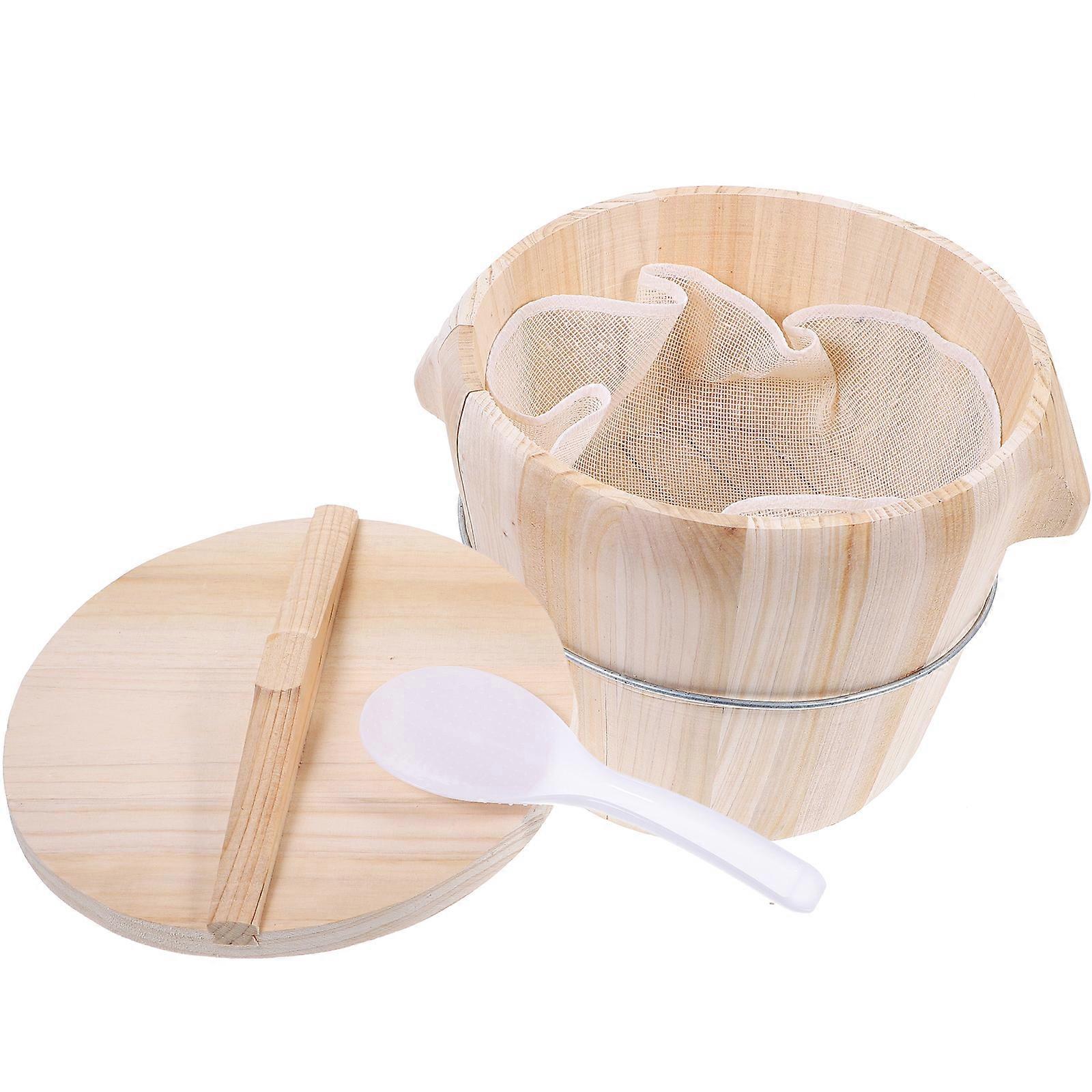 Wooden Rice Steamer with Lid, Simple Beautiful Design for Evenly Cooked Rice