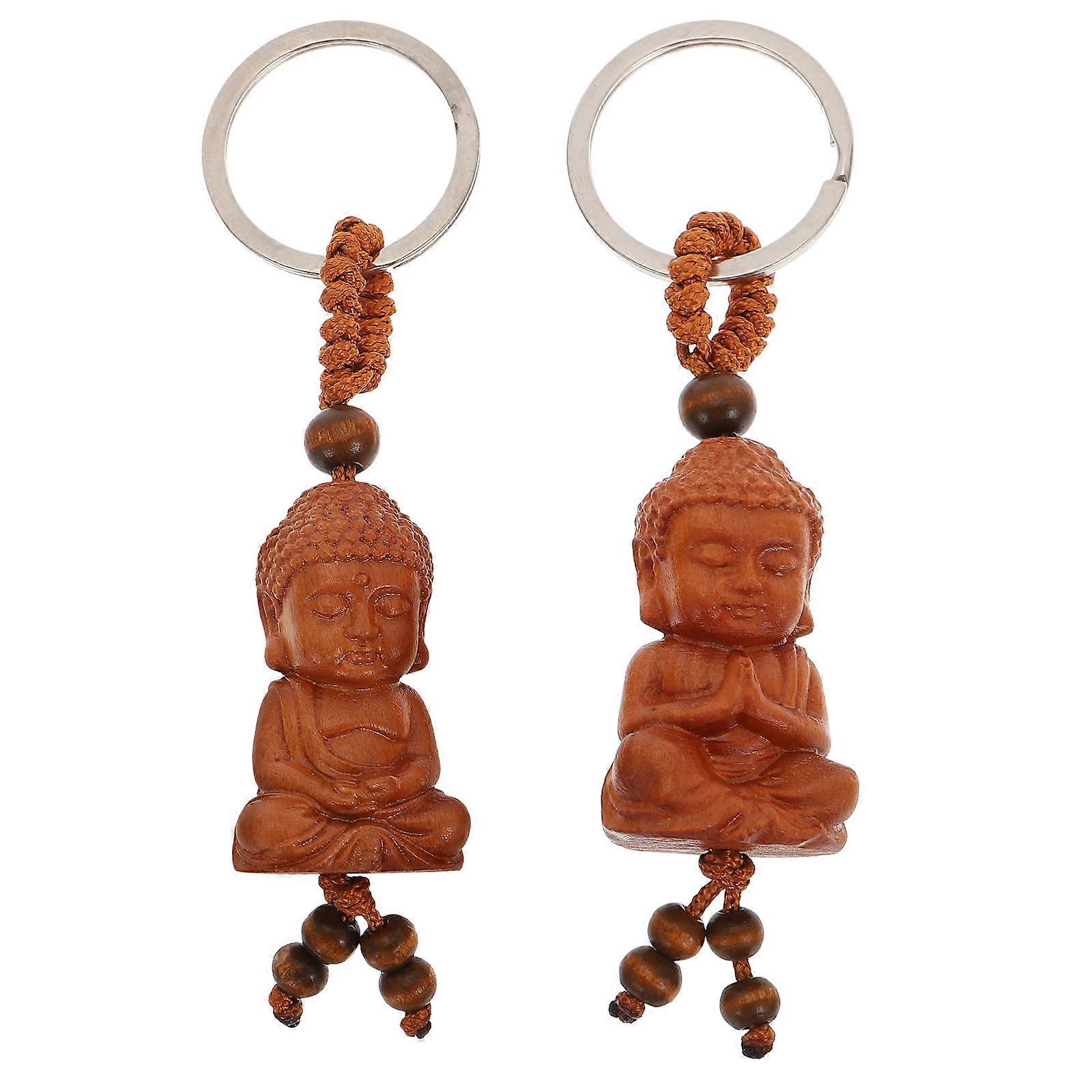Here's a refined and engaging product description based on your input:

 

**2pcs Handmade Wood Buddha Pendant Keychain Set – Retro Chic Buddhist