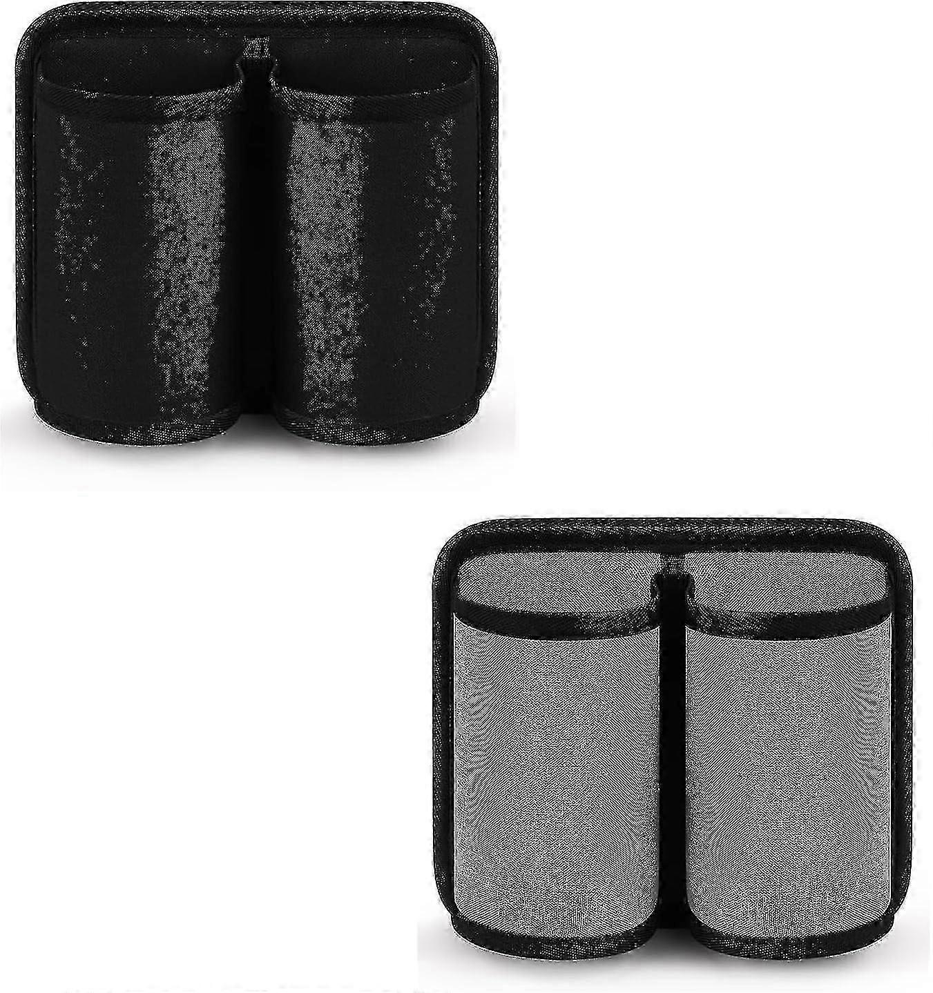 Universal Suitcase Cup Holder - Free Hands Drink Caddy - 2pc Black Grey